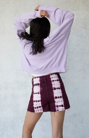 Raspberry Tie Dye Ultra High Waisted Vintage Denim Shorts Raspberry Tie Dye Ultra High Waisted Vintage Denim Shorts image number null