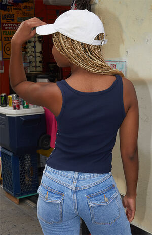 Navy Side Button Basic Tank Top image number 3