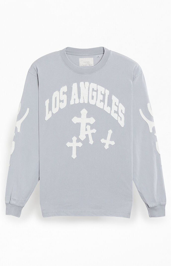 Pacsun Gray Los Angeles Applique Long Sleeve T-Shirt