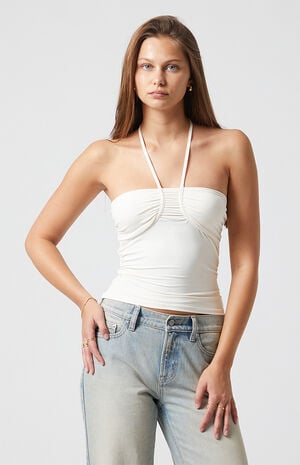 Valentina Ruched Tie Halter Top image number 2