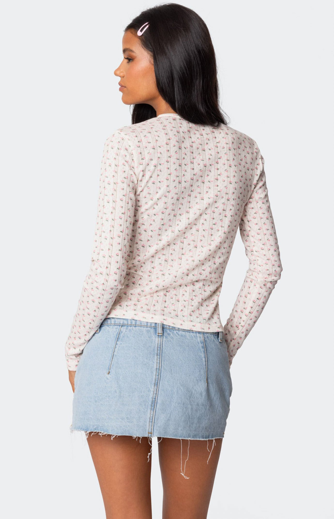 Edikted Emery Printed Pointelle Top