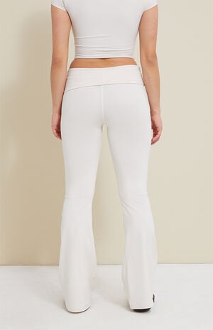 PAC WHISPER Active Ivory Fold-Over Waistband Flare Yoga Pants image number 3