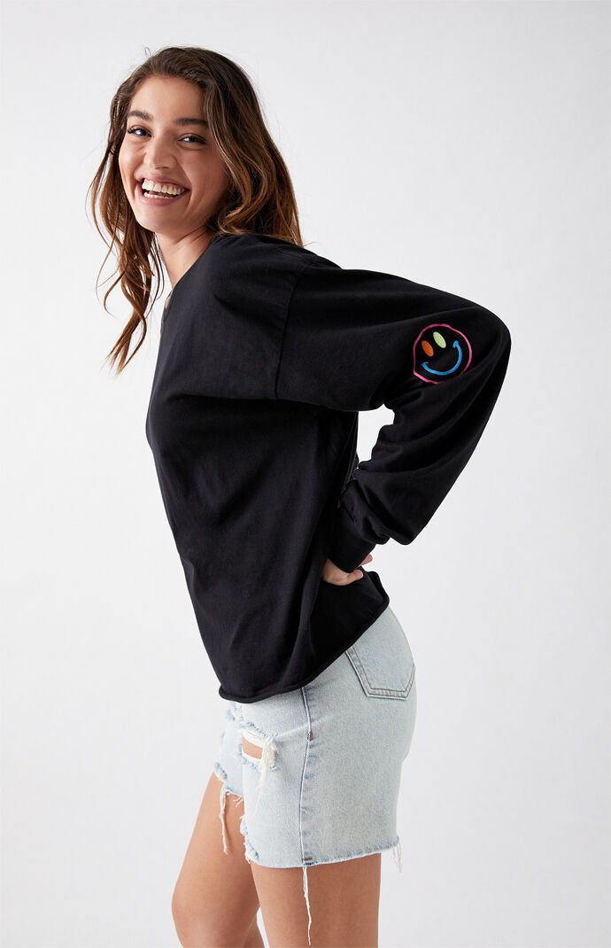 Smiley Long Sleeve Boyfriend T-Shirt