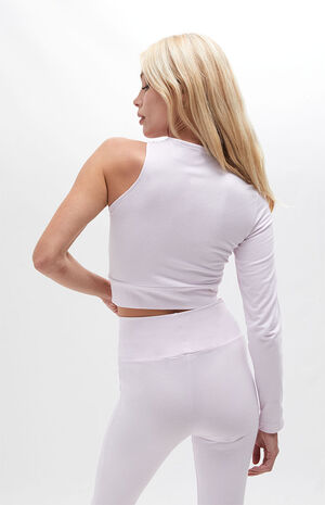 White Originals '80's Aerobic Cut One Shoulder Top image number 3