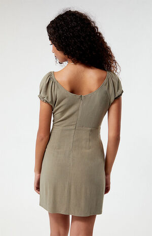 Tie Front Linen Mini Dress image number 4