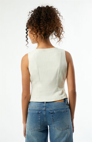 Button Up Linen Vest image number 4