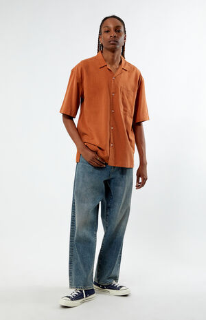 Orange Suede Tencel Camp Shirt image number 4