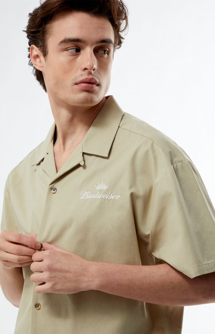 Budweiser By PacSun Eureka Cropped Woven Camp Shirt | PacSun