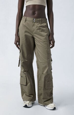 Green Elastic Waist D-Ring Cargo Pants image number 1