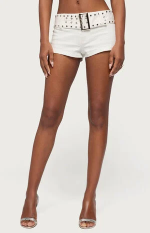 Studded Belt Denim Micro Shorts image number 1