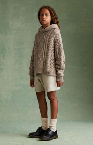 Essentials Core Heather Cable Knit Hoodie image number 2