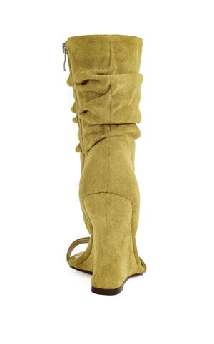 Women's Kyvelisa Mustard Slouchy Faux Suede Wedge Sandals image number 3