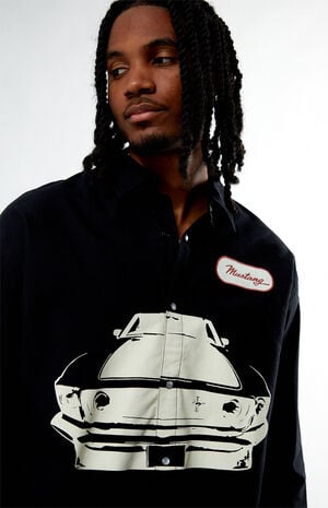 Mustang Button Down Long Sleeve Cropped Shirt image number 2