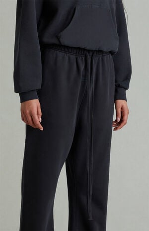 Women's Vintage Black Fleece Flare Sweatpants image number 5