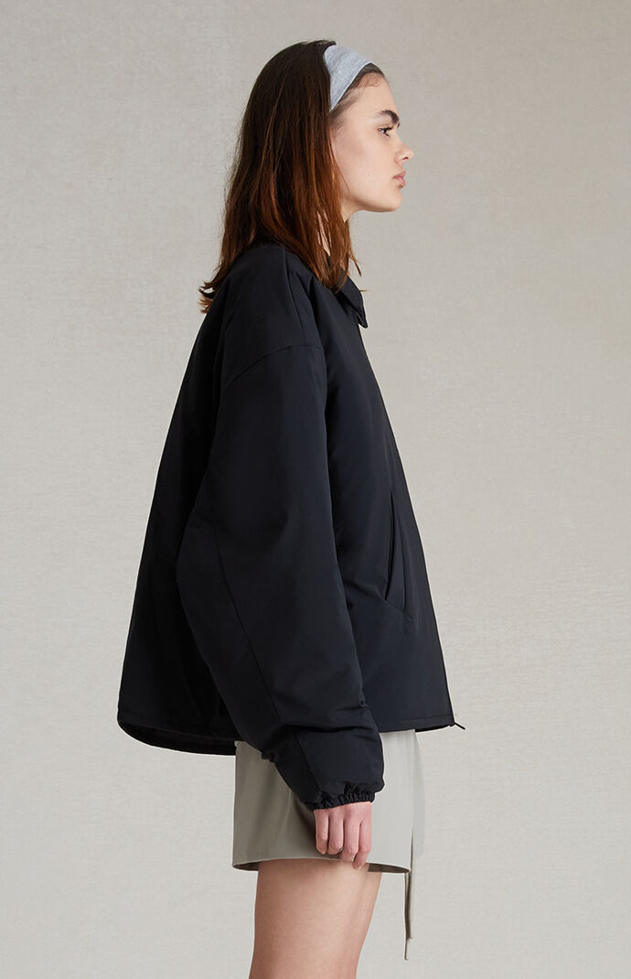 【FOG Essentials】 Women's Black Satin Bomber Jacket Fear of God Essentials Women's Black Satin Bomber Jacket
