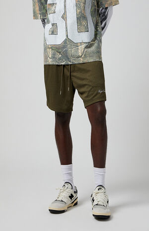 Olive Pacific Sunwear Aaron Mesh Volley Shorts image number 3