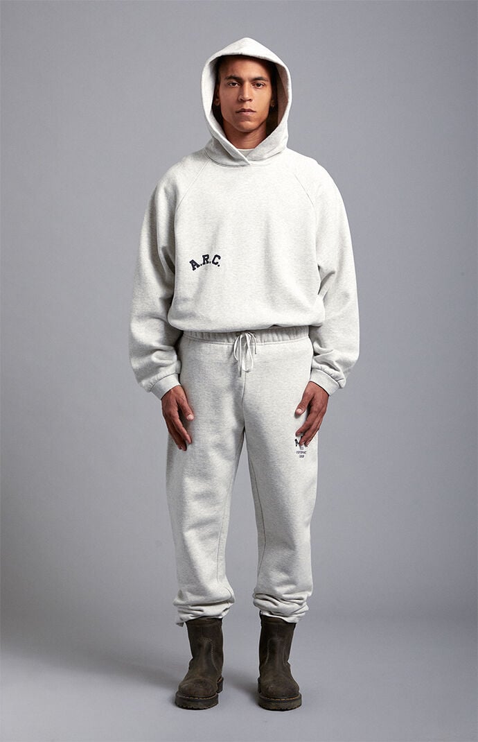 A.R.C. Heather Grey Field Applique Heavyweight Fleece Hoodie