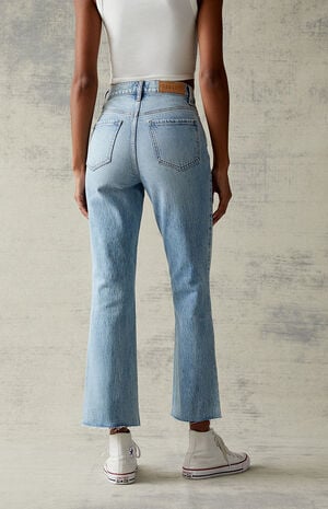 Light Blue High Waisted Stretch Cropped Bootcut Jeans image number 4