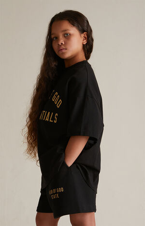 Kids Black Fleece Soccer Sweat Shorts image number 4