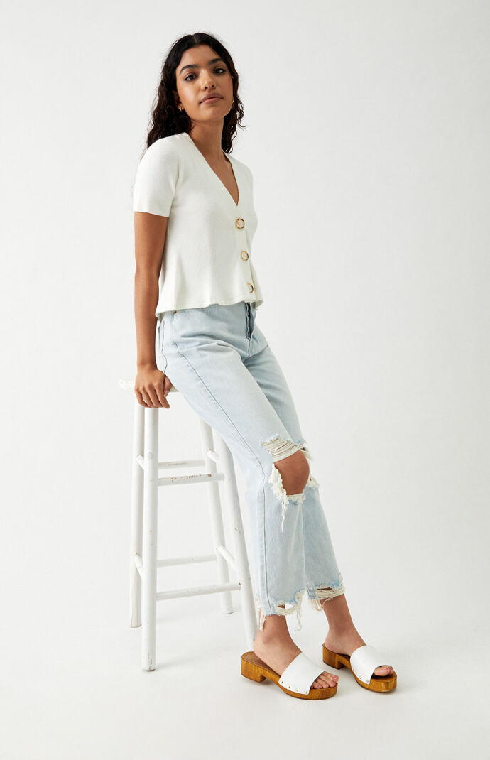 Flared Cropped Knit Sweater