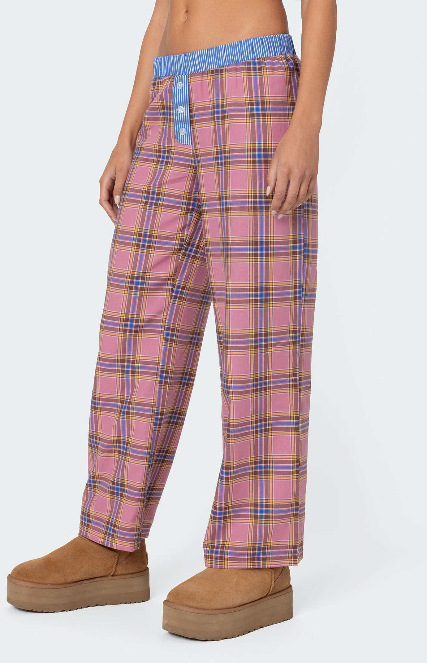 Edikted Plaid & Stripe Pants