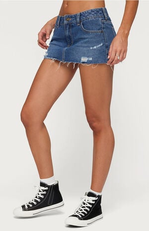 Nylah Distressed Denim Mini Skort image number 2