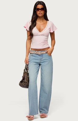 Yvetta Lacey Flutter Sleeve Top image number 5