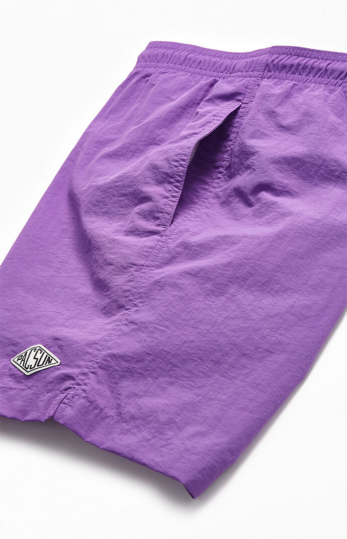 Purple Solid 17" Swim Trunks