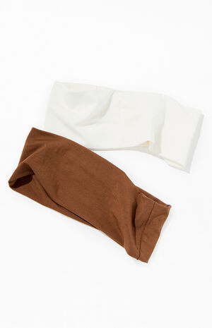 2 Pack Brown & White Soft Headbands image number 3