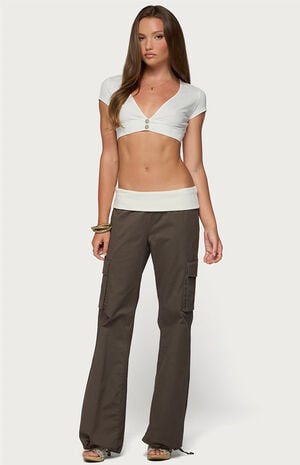 Cecey Button Up Crop Top image number 4