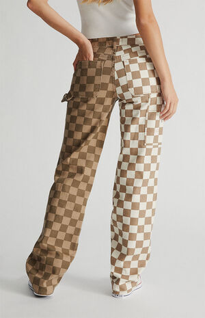 Two-Tone Checkerboard&nbsp;Low Rise Carpenter Pants image number 3