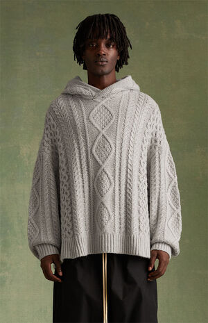 Silver Cloud Cable Knit Hoodie image number 1