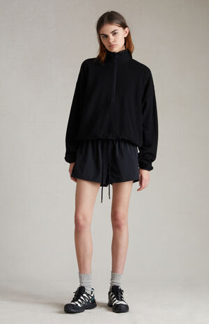 Women's Jet Black Nylon Running Shorts image number 2