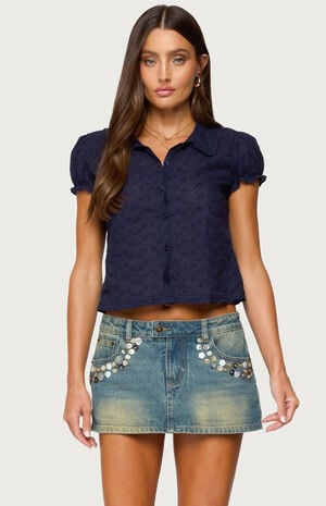 Lanie Eyelet Tailored Button Up Shirt image number 1