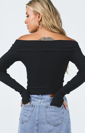 Eco Black Morley Off-The-Shoulder Sweater image number 5