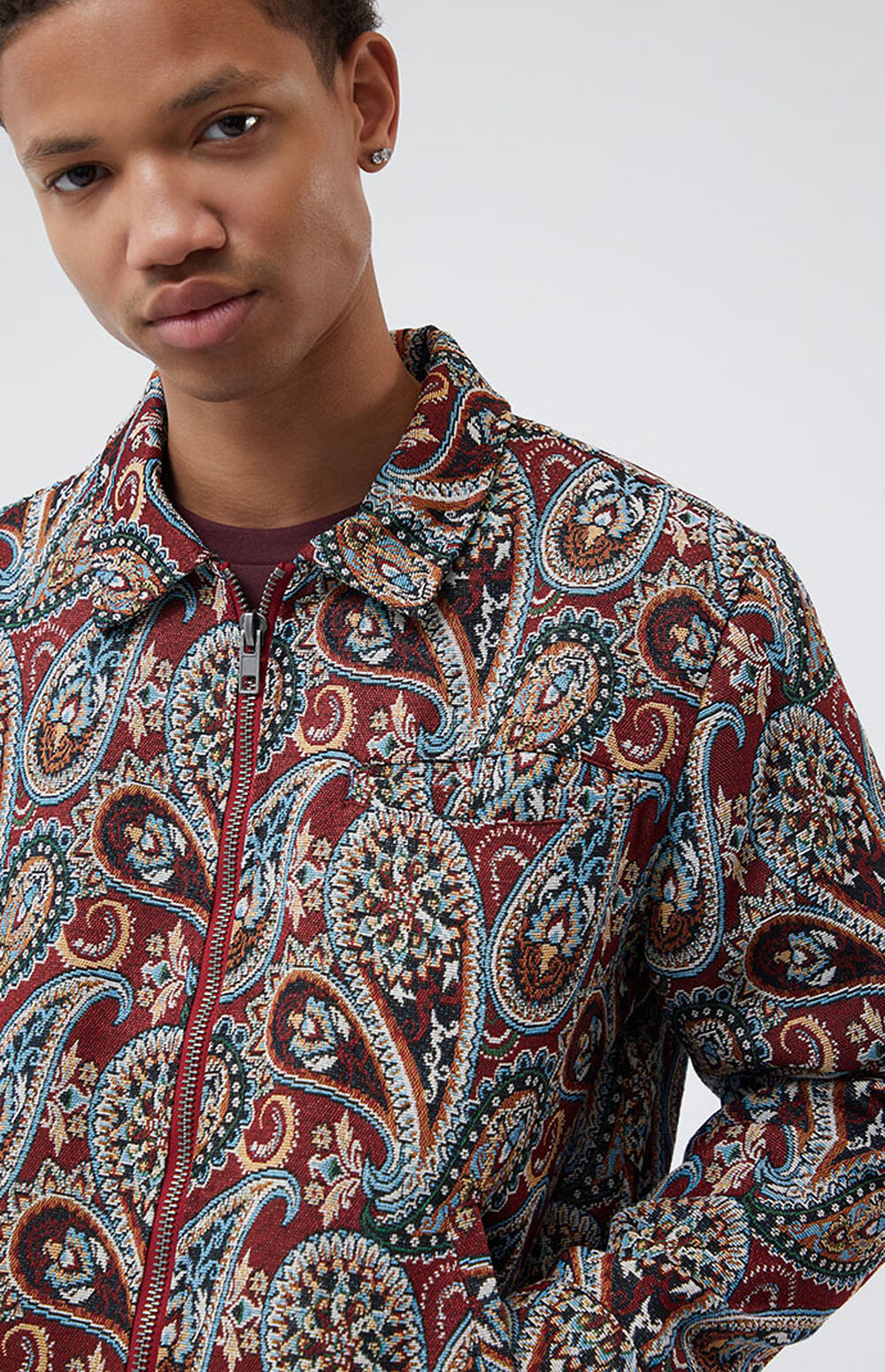 PacSun Burgundy Tapestry Gas Jacket PacSun