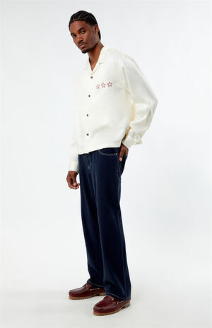 Graphic Long Sleeve Cropped Camp Shirt image number 3