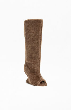 Women's Vincent Brown Shearling Wedge Boots image number 2