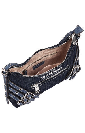 Triple Straps Dark Denim Shoulder Bag image number 6