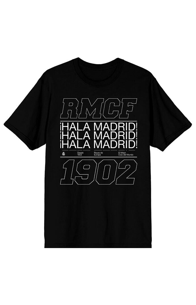 Men's Real Madrid RMCF 1902 T-Shirt in Black - Size 2XL