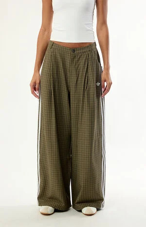 Olive Checks Loose Wide Leg Pants image number 2