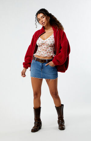 Stretch Dark Indigo Micro Denim Mini Skirt image number 1