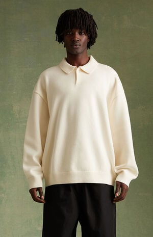 Cloud Dancer Knit Polo Sweater image number 2