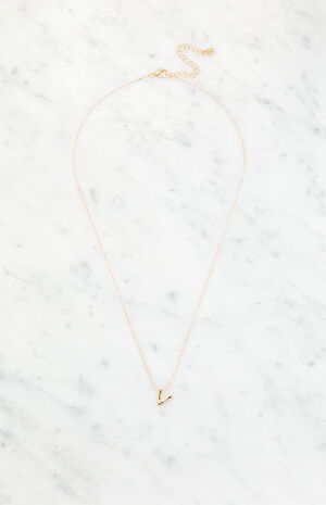 V Initial 14K Gold Plated Necklace image number 1