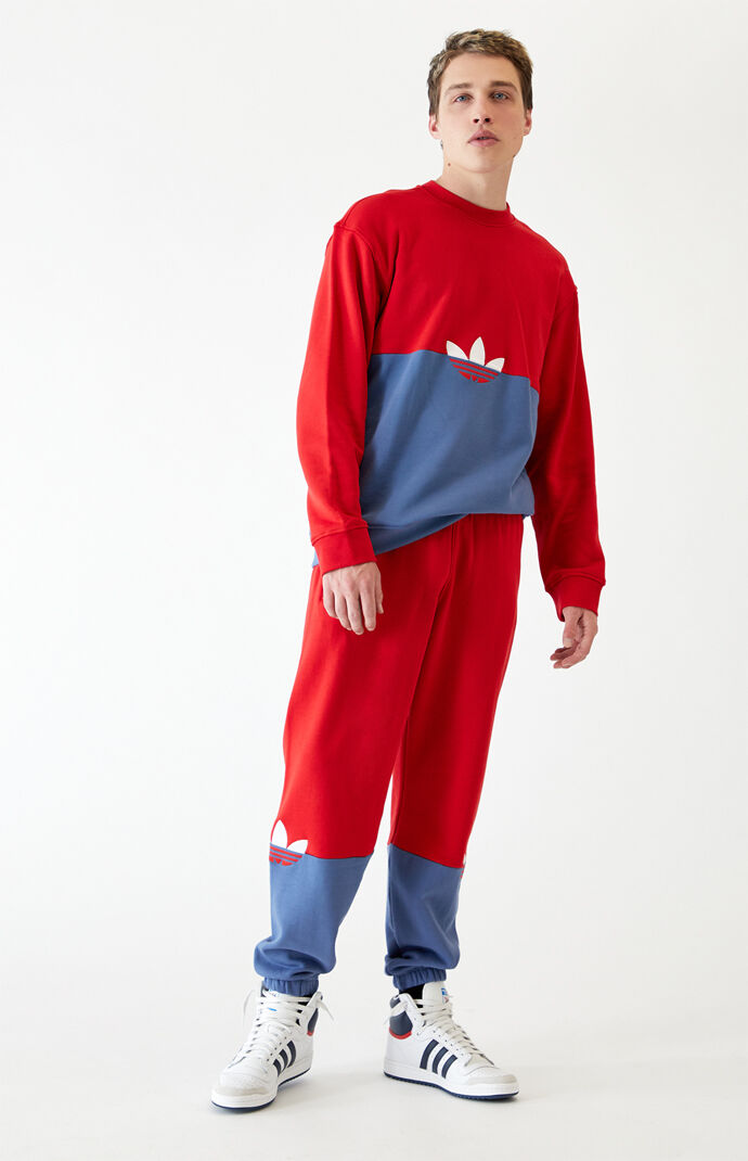 Red & Blue Sliced Trefoil Crew Neck Sweatshirt