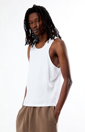 White Classic Ribbed Muscle Tank Top image number 3