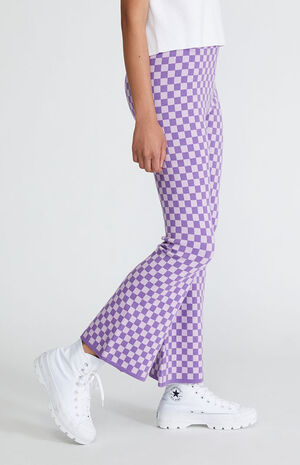 Purple Printed Sweater Flare Pants image number 2