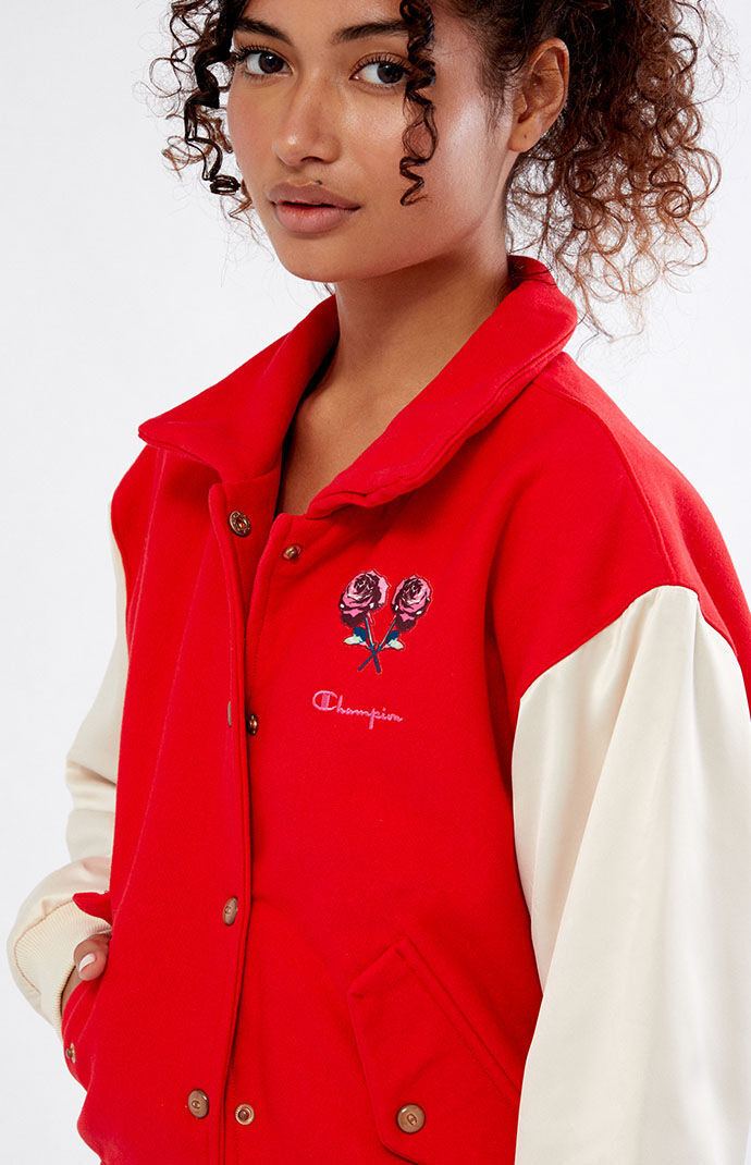 Champion Red Letterman Patch Jacket PacSun
