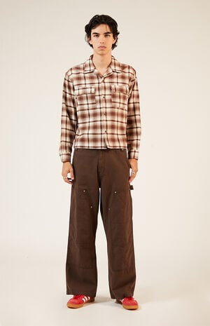 Washed Cropped Camp Flannel Shirt image number 4