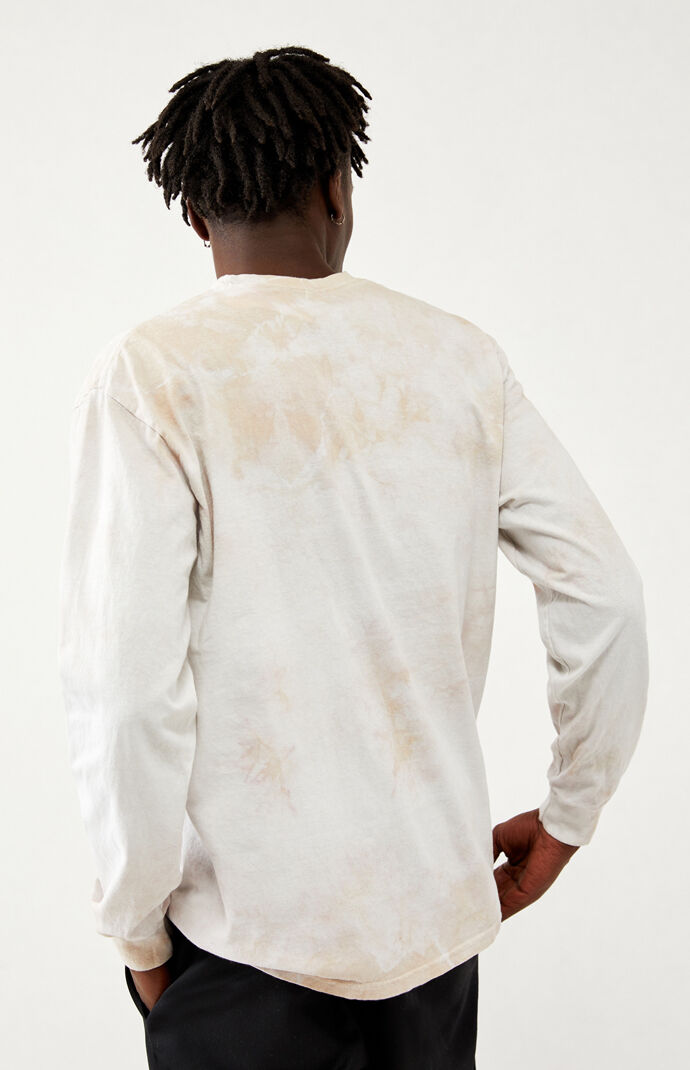 Tan & White Crystal Wash Long Sleeve T-Shirt